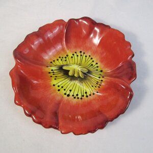 Vintage California Pottery Divided Poppy Flower Ceramic Dish